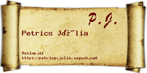 Petrics Júlia névjegykártya